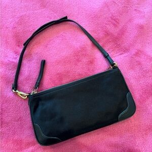 COACH black smooth suede clutch with handle